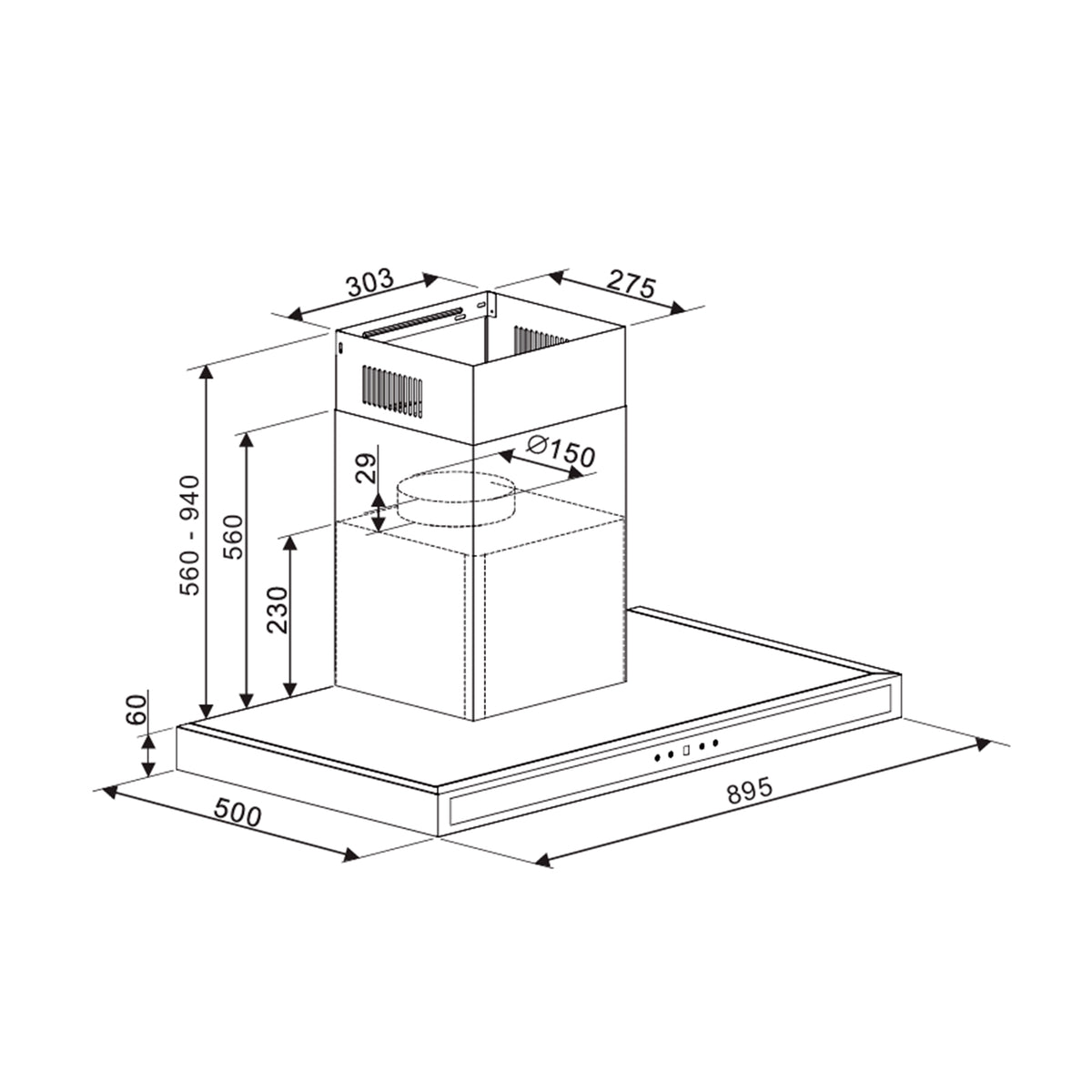 Extractor DRIJA QUADRATO 90 BLACK