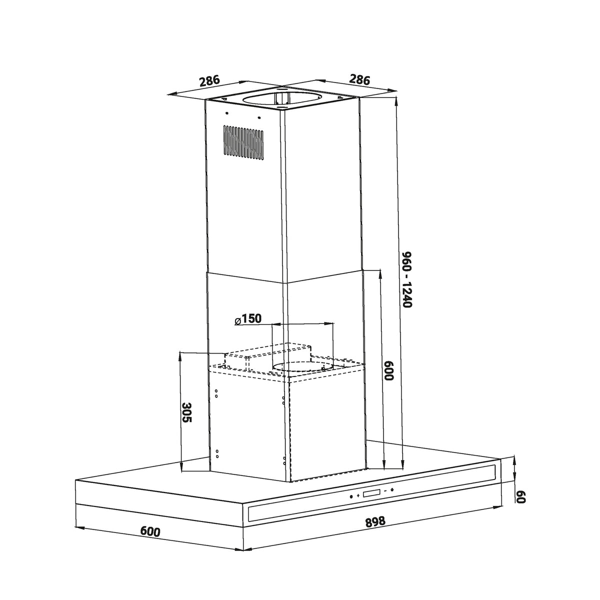 Extractor DRIJA QUADRATO ISLA 90 BLACK